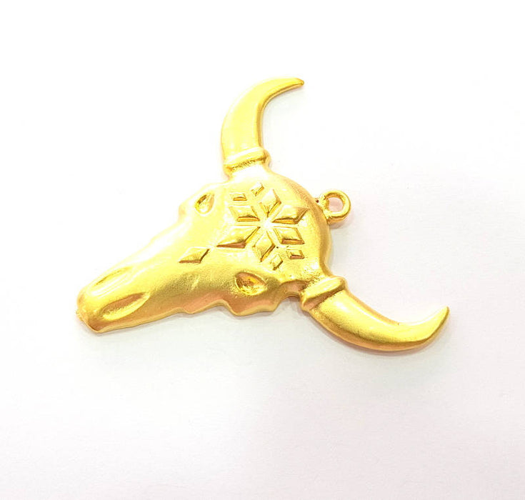 Gold Ox Head Skull Pendant Gold Plated Pendant (57x52mm)  G8749