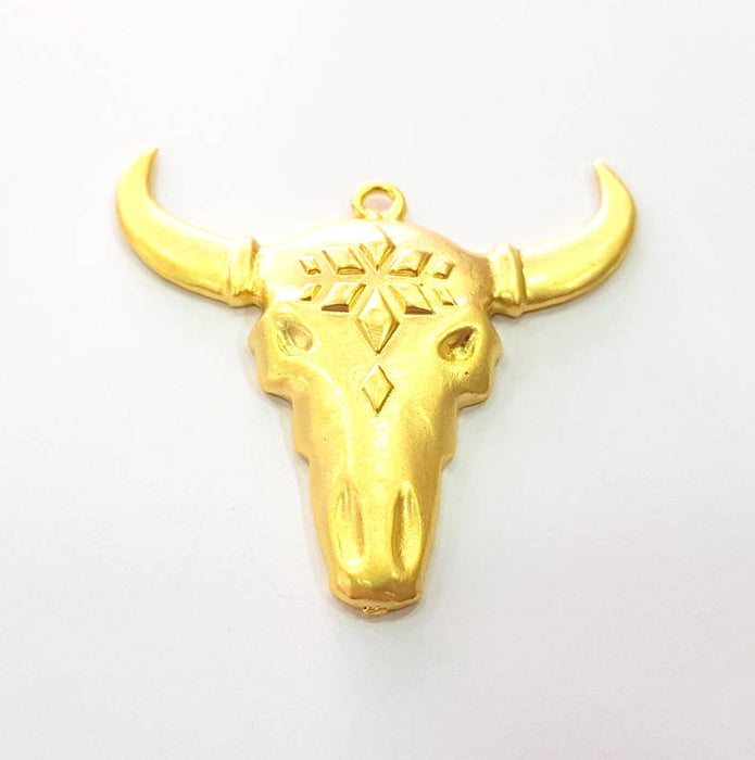 Gold Ox Head Skull Pendant Gold Plated Pendant (57x52mm)  G8749