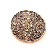 2 Antique Copper Medallion Pendant Antique Copper Plated Pendant (34mm) G8750