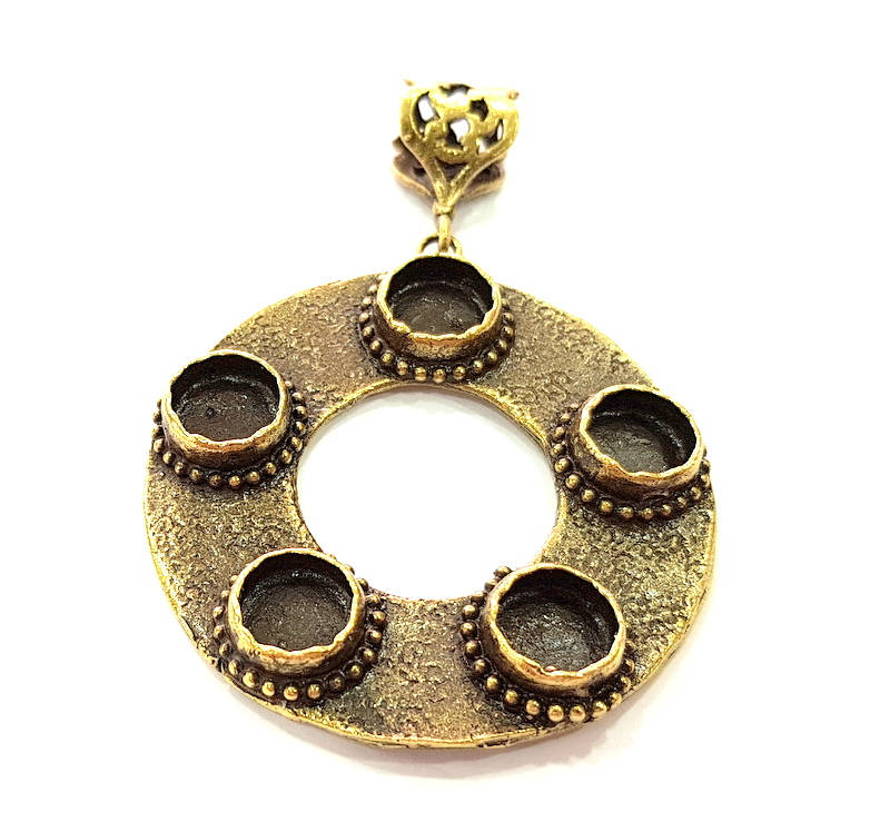 Antique Bronze Pendant Blank inlay Blank Mosaic Blank Resin Blank Bezel Base Setting Mountings Antique Bronze Plated Brass ( 49mm ) G8764