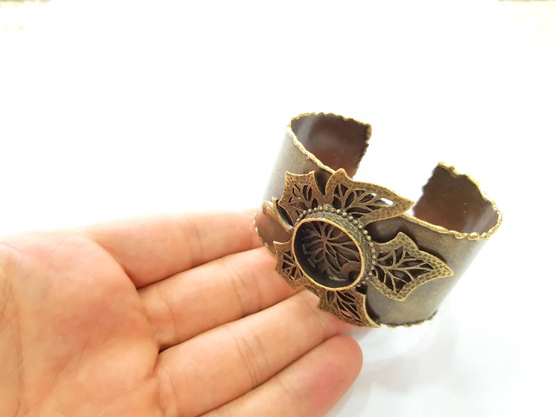 Hammered Bracelet Blanks Bangle Blanks Cuff Blanks Adjustable Bracelet Blank Antique Bronze Plated Brass (10mm Blanks) G8768