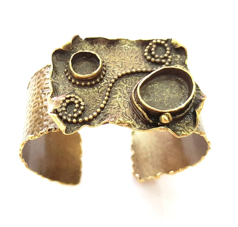 Hammered Bracelet Blanks Bangle Blanks Cuff Blanks Adjustable Bracelet Blank Antique Bronze Plated Brass (18x13mm and 10mm Blanks) G8769