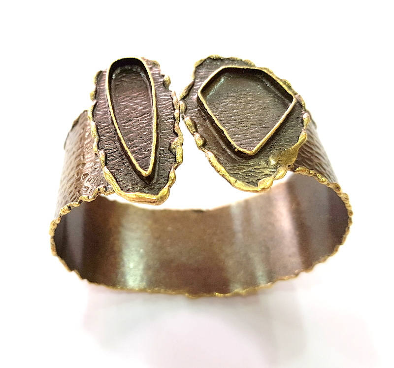 Hammered Bracelet Blanks Bangle Blanks Cuff Blanks Adjustable Bracelet Blank Antique Bronze Plated Brass (27x19mm and 38x10mm Blanks) G8779