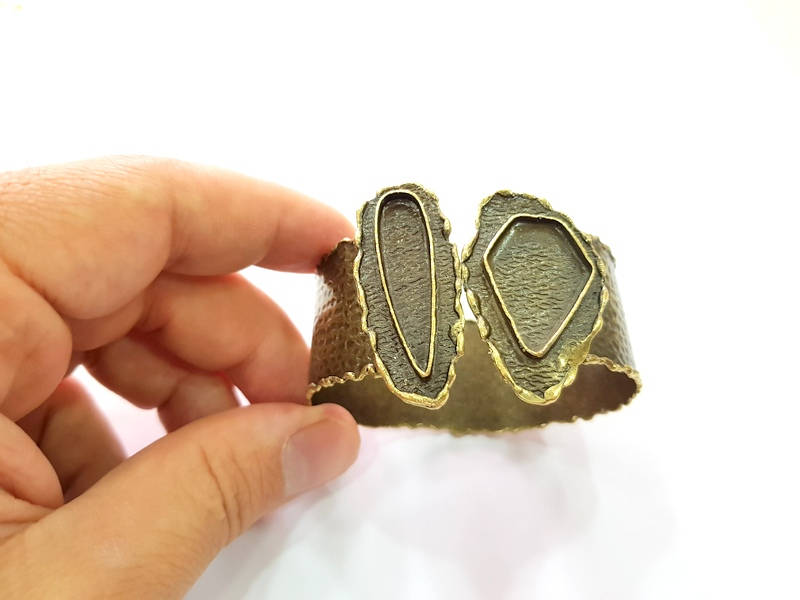Hammered Bracelet Blanks Bangle Blanks Cuff Blanks Adjustable Bracelet Blank Antique Bronze Plated Brass (27x19mm and 38x10mm Blanks) G8779