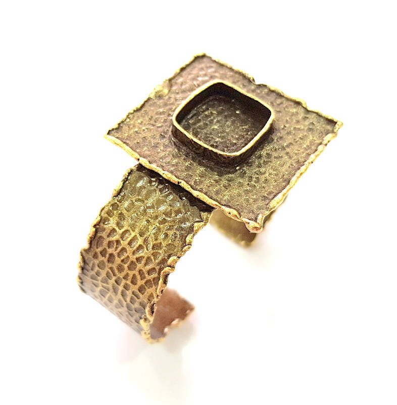 Hammered Bracelet Blanks Bangle Blanks Cuff Blanks Adjustable Bracelet Blank Antique Bronze Plated Brass (16x16mm Blanks) G8782