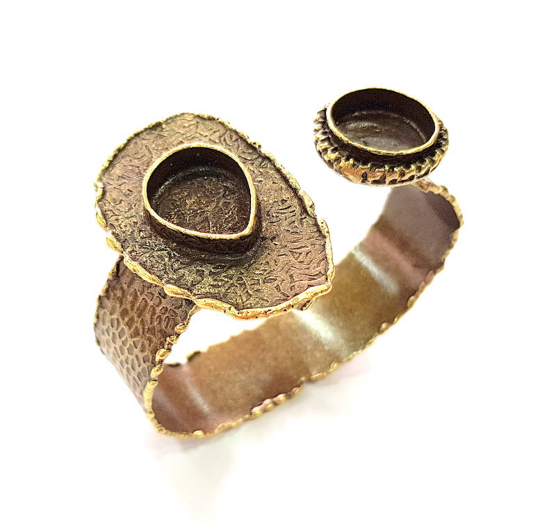 Hammered Bracelet Blanks Bangle Blanks Cuff Blanks Adjustable Bracelet Blank Antique Bronze Plated Brass (16mm and 20x15mm Blanks) G8783