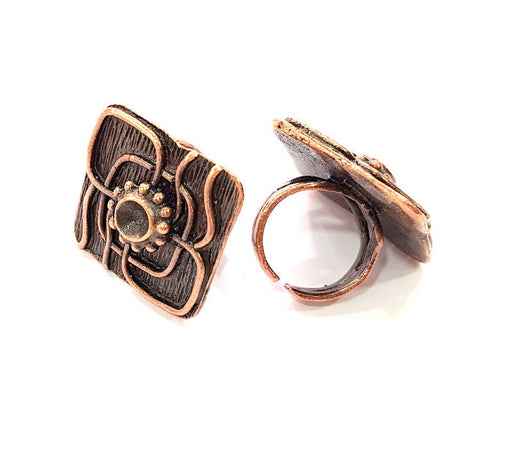Copper Ring Blank inlay Ring Blank Mosaic Ring Bezel Base Settings Cabochon Mountings (7mm blank ) Antique Copper Plated Brass G8793