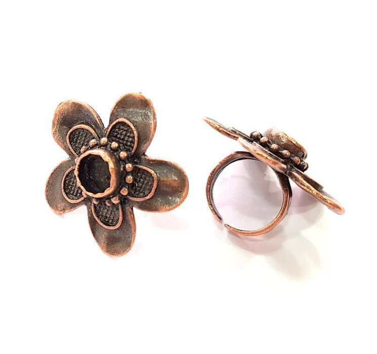 Copper Ring Blank inlay Ring Blank Mosaic Ring Bezel Base Settings Cabochon Mountings (10mm blank ) Antique Copper Plated Brass G8794