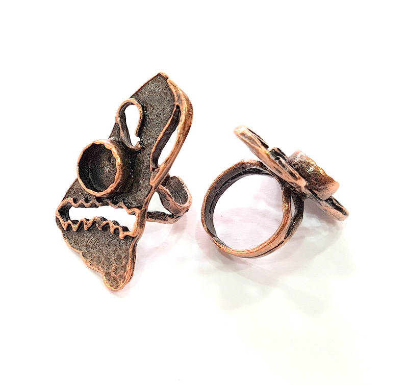 Copper Ring Blank inlay Ring Blank Mosaic Ring Bezel Base Settings Cabochon Mountings (10mm blank ) Antique Copper Plated Brass G8795