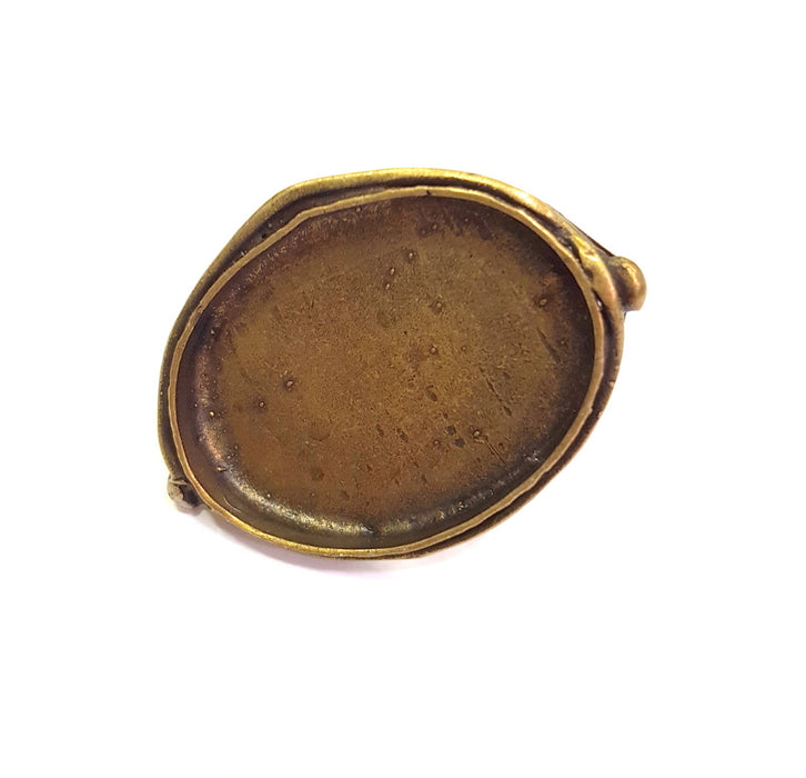 Antique Bronze Ring Blank inlay Ring Blank Mosaic Bezel Base Settings Cabochon Mountings (40x30mm blank ) Antique Bronze Plated Brass G8802