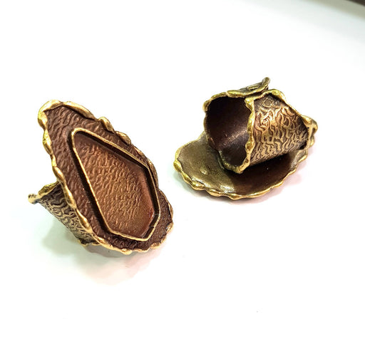 Antique Bronze Ring Blank inlay Ring Blank Mosaic Bezel Base Settings Cabochon Mountings (26x17mm Blank ) Antique Bronze Plated Brass G15085