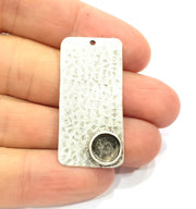 Silver Pendant Blank Mosaic Base Blank inlay Blank Necklace Blank Resin Blank Mountings Antique Silver Plated Brass ( 40x20mm )  G9496