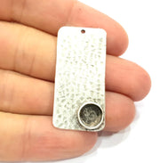 Silver Pendant Blank Mosaic Base Blank inlay Blank Necklace Blank Resin Blank Mountings Antique Silver Plated Brass ( 40x20mm )  G9496