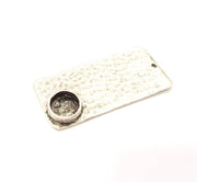 Silver Pendant Blank Mosaic Base Blank inlay Blank Necklace Blank Resin Blank Mountings Antique Silver Plated Brass ( 40x20mm )  G9496