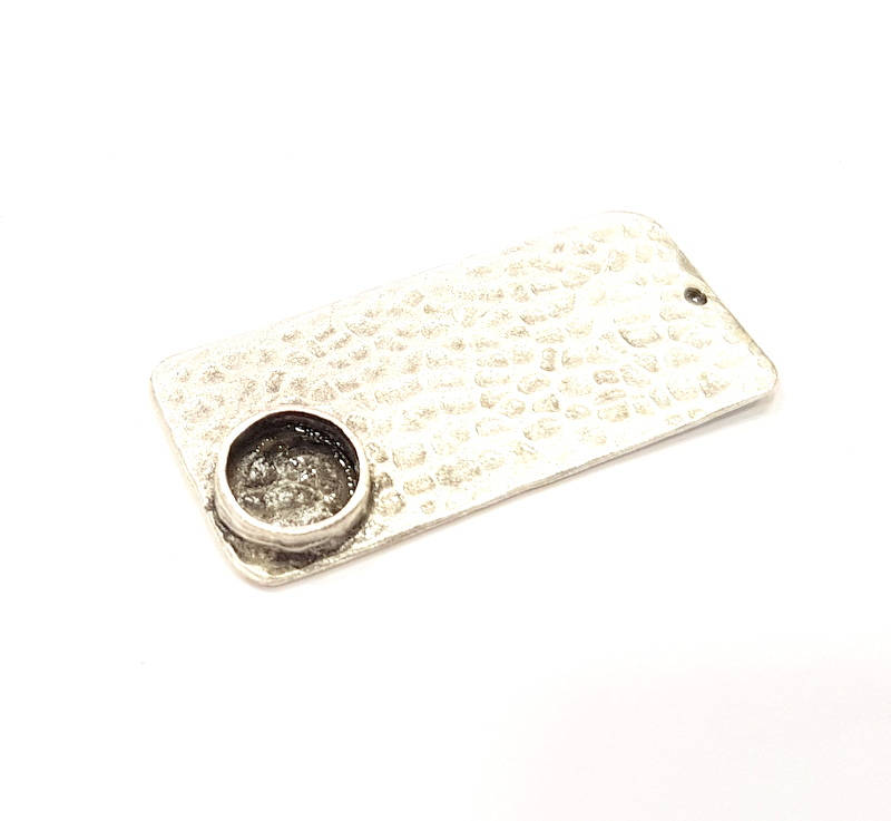 Silver Pendant Blank Mosaic Base Blank inlay Blank Necklace Blank Resin Blank Mountings Antique Silver Plated Brass ( 40x20mm )  G9496