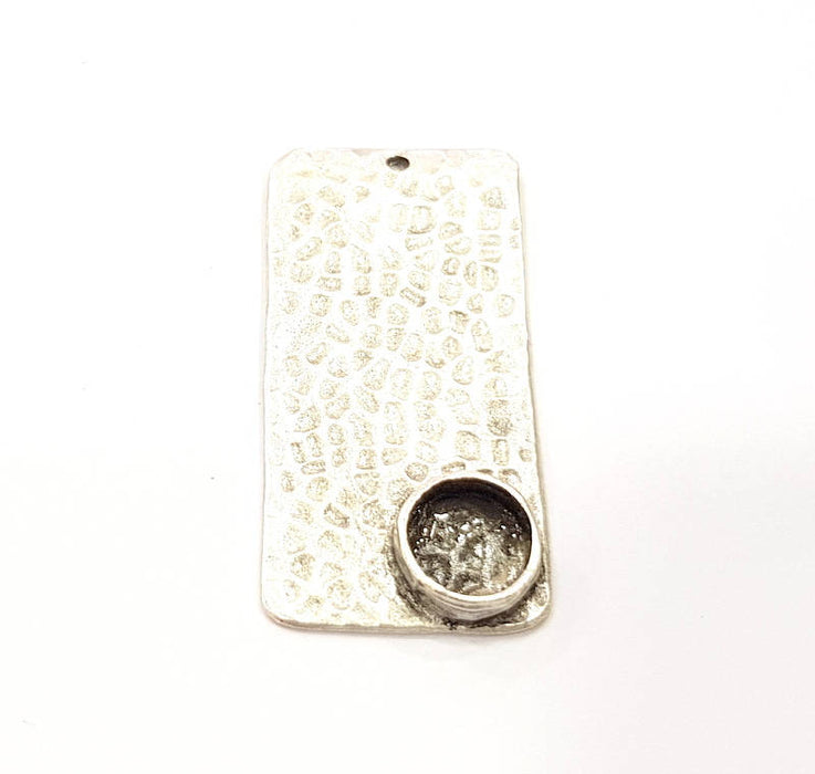 Silver Pendant Blank Mosaic Base Blank inlay Blank Necklace Blank Resin Blank Mountings Antique Silver Plated Brass ( 40x20mm )  G9496