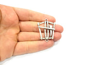 2 Silver Charms Antique Silver Plated Connector (40x32mm) G9497