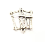 2 Silver Charms Antique Silver Plated Connector (40x32mm) G9497