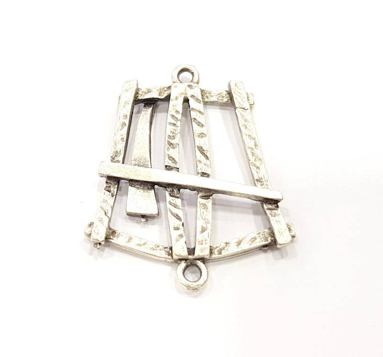 2 Silver Charms Antique Silver Plated Connector (40x32mm) G9497