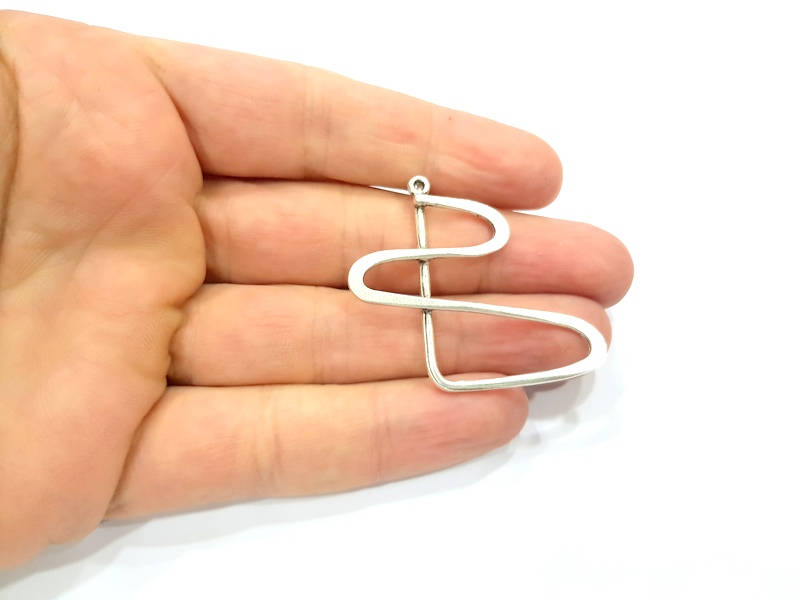 2 Silver Charms Antique Silver Plated Connector (45x40mm) G9498