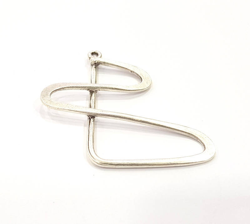 2 Silver Charms Antique Silver Plated Connector (45x40mm) G9498