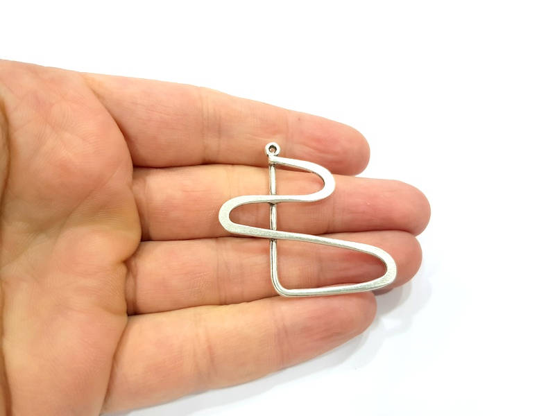 2 Silver Charms Antique Silver Plated Connector (45x40mm) G9498