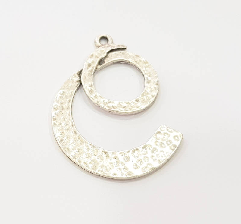 2 Silver Pendant Antique Silver Plated Pendant (47x36mm) G8809