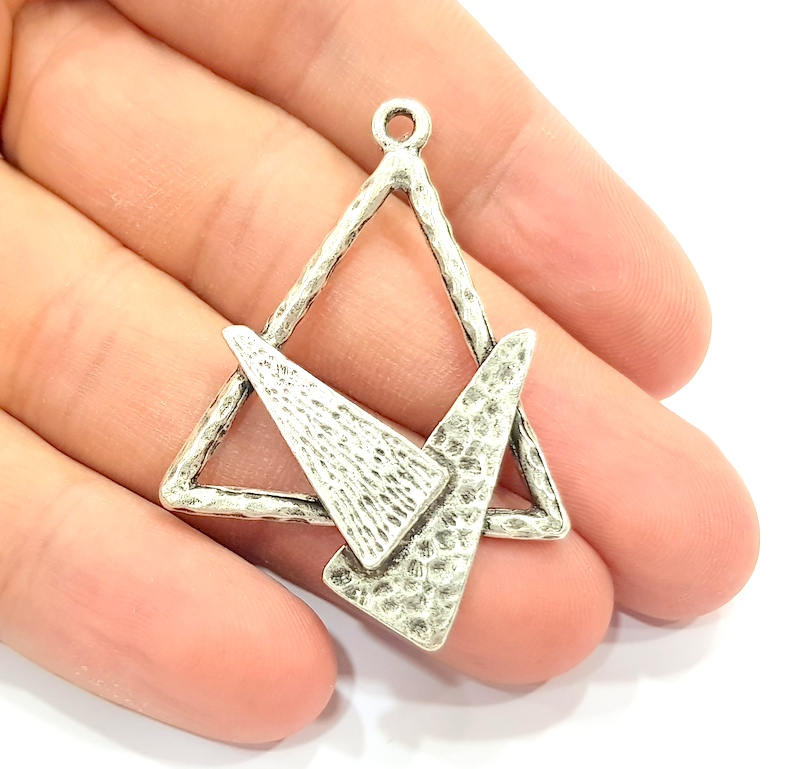 2 Silver Pendant Antique Silver Plated Pendant (47x35mm) G8811