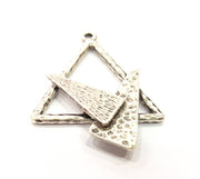 2 Silver Pendant Antique Silver Plated Pendant (47x35mm) G8811