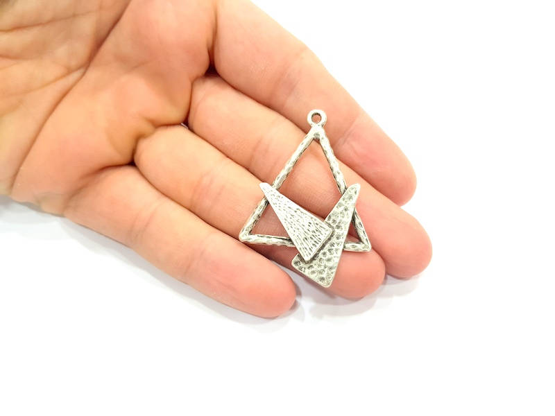 2 Silver Pendant Antique Silver Plated Pendant (47x35mm) G8811