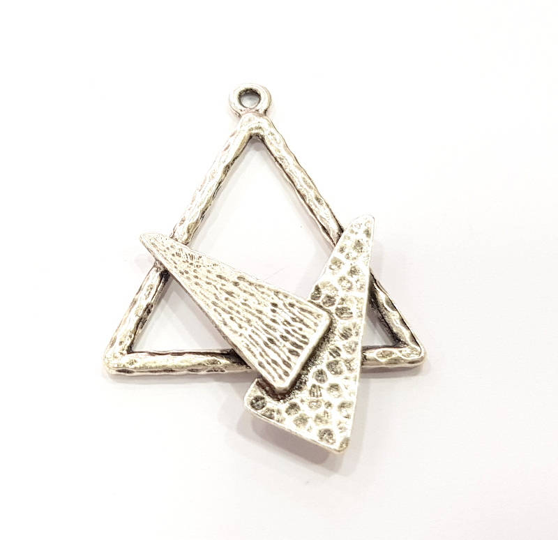 2 Silver Pendant Antique Silver Plated Pendant (47x35mm) G8811