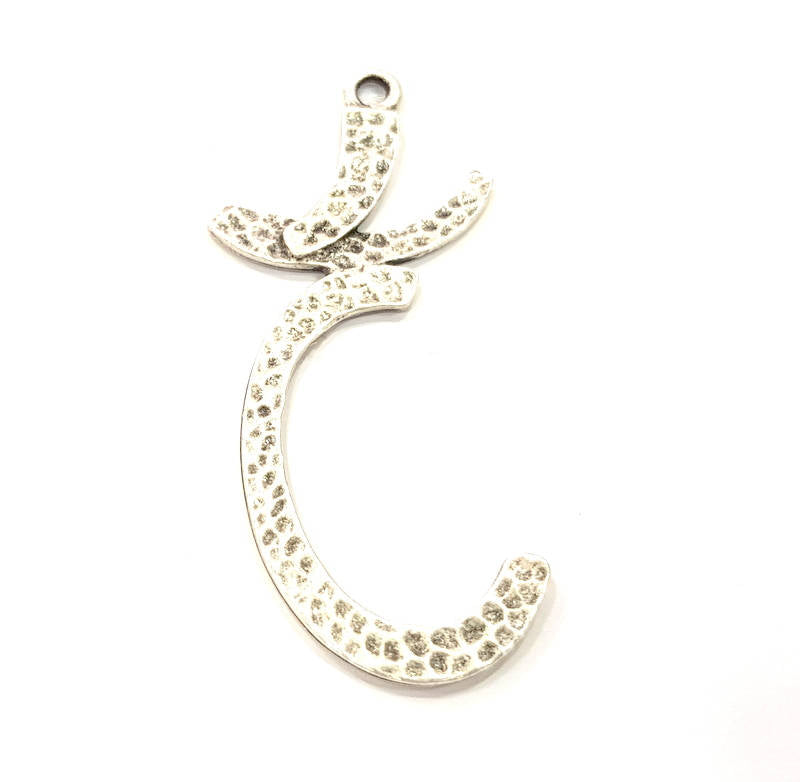 2 Silver Charms Antique Silver Plated Pendant (59x20mm) G8815