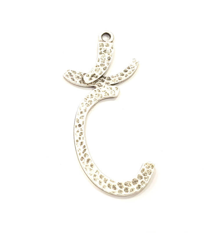 2 Silver Charms Antique Silver Plated Pendant (59x20mm) G8815