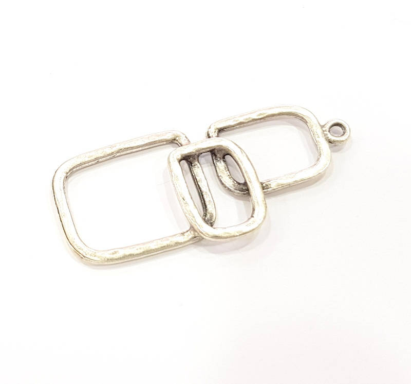 2 Silver Pendant Antique Silver Plated Pendant (53x17mm) G8817