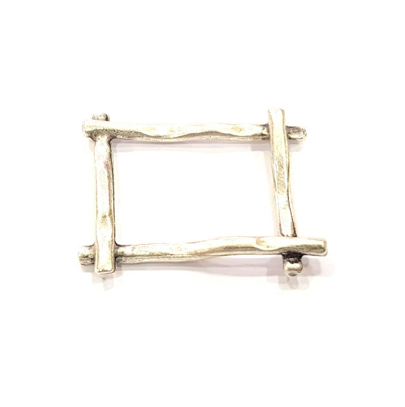 5 Square Charms Antique Silver Charms  (27x20mm) G8818