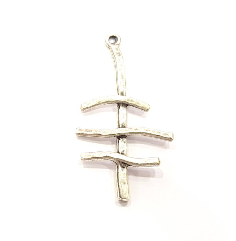 2 Silver Pendant Antique Silver Plated Pendant (57x28mm) G8819