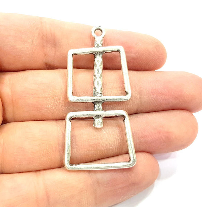 2 Silver Pendant Antique Silver Plated Pendant (55x25mm) G14444