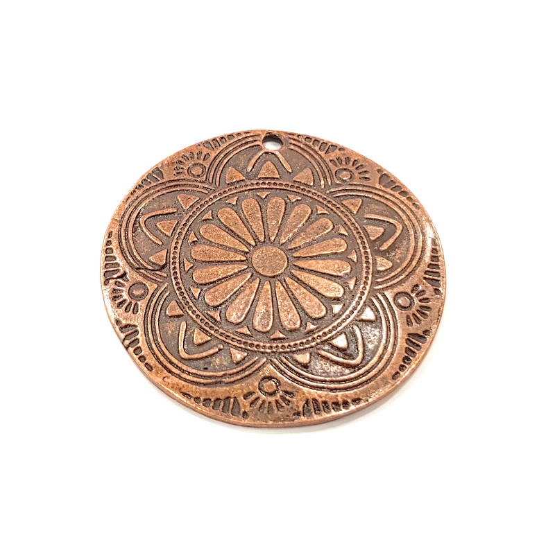 Antique Copper Medallion Pendant Antique Copper Plated Pendant (41mm) G8826