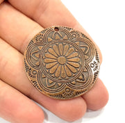 Antique Copper Medallion Pendant Antique Copper Plated Pendant (41mm) G8826