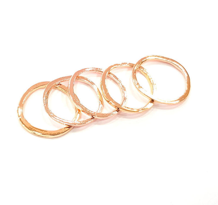 5 Rose Gold Circle Charms Rose Gold Plated Connectors (22 mm)  G8839