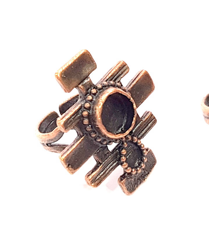 Copper Ring Blank inlay Ring Blank Mosaic Ring Bezel Base Settings Cabochon Mountings (10mm blank ) Antique Copper Plated Brass G8842