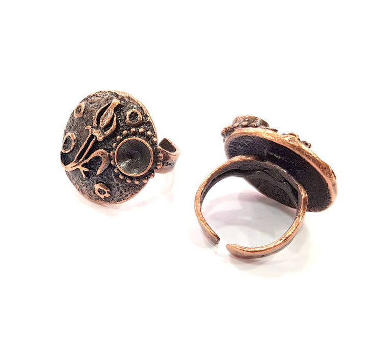 Copper Ring Blank inlay Ring Blank Mosaic Ring Bezel Base Settings Cabochon Mountings (7mm blank ) Antique Copper Plated Brass G8843