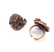 Copper Ring Blank inlay Ring Blank Mosaic Ring Bezel Base Settings Cabochon Mountings (7mm blank ) Antique Copper Plated Brass G8843