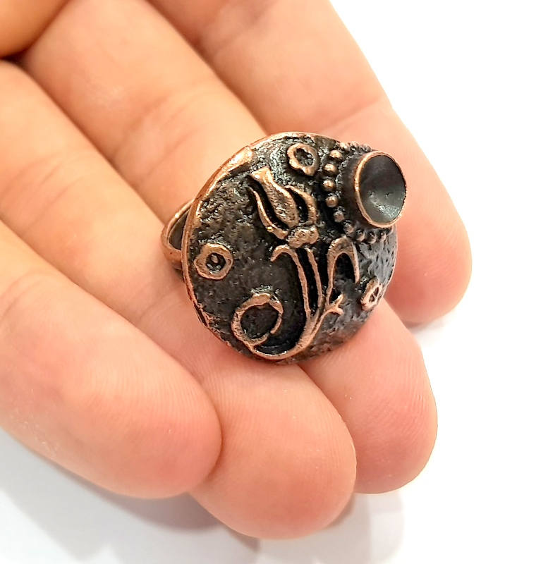 Copper Ring Blank inlay Ring Blank Mosaic Ring Bezel Base Settings Cabochon Mountings (7mm blank ) Antique Copper Plated Brass G8843