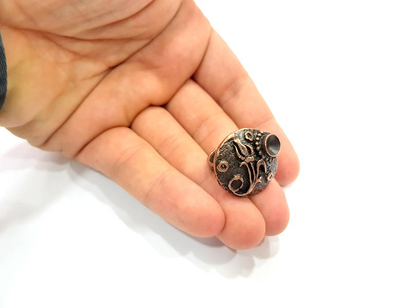 Copper Ring Blank inlay Ring Blank Mosaic Ring Bezel Base Settings Cabochon Mountings (7mm blank ) Antique Copper Plated Brass G8843