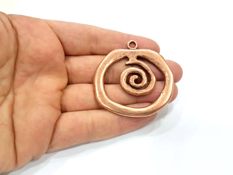 Copper Color Pendant Copper Medallion Pendant Copper Plated Pendant (51mm) G9502