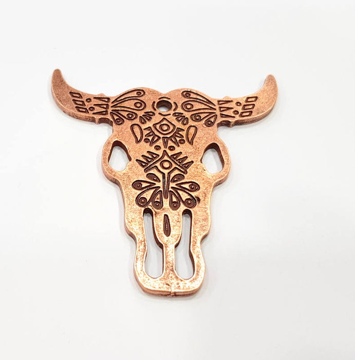 Large Ox Head Skull Pendant Antique Copper Plated Pendant (72x69mm)  G12197