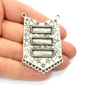 Silver Pendant Blank Antique Silver Plated Pendants (60x38mm)  G9514