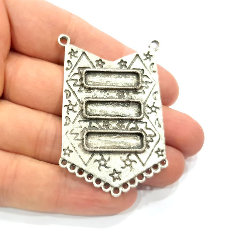 Silver Pendant Blank Antique Silver Plated Pendants (60x38mm)  G9514