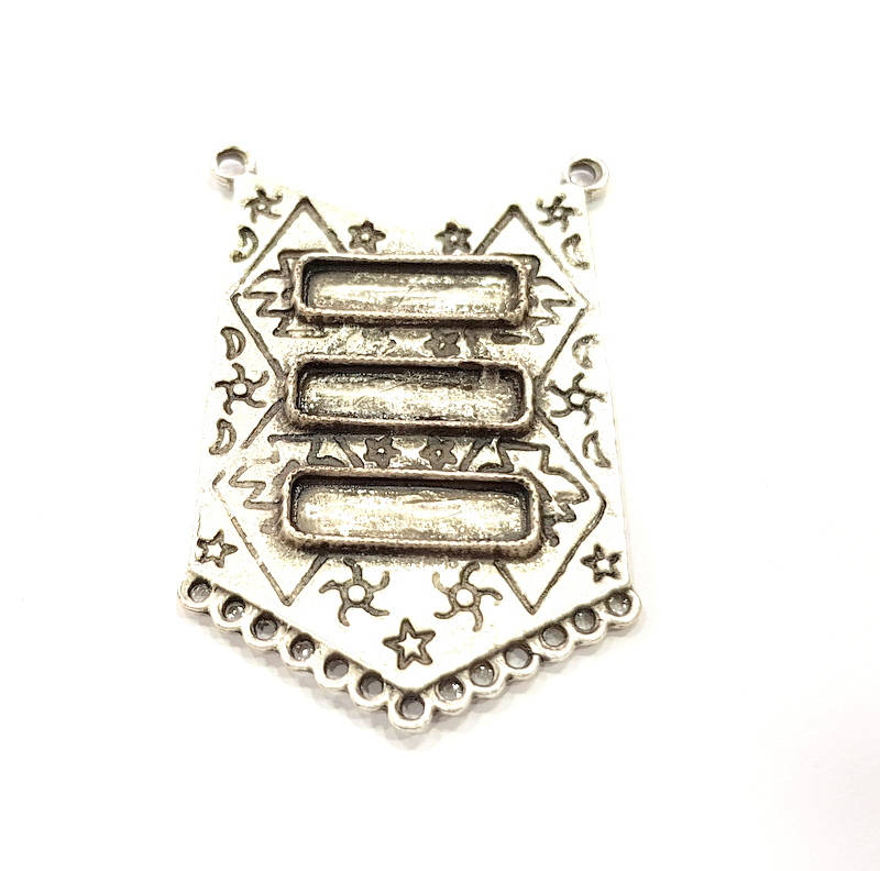 Silver Pendant Blank Antique Silver Plated Pendants (60x38mm)  G9514